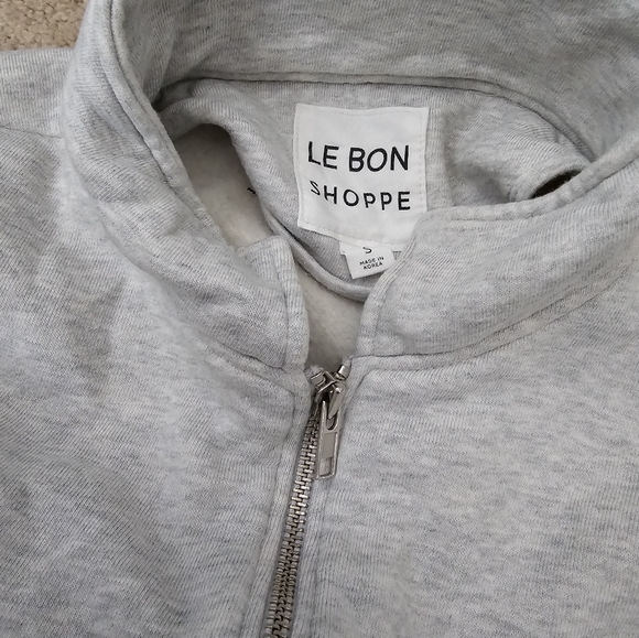 Le Bon Shoppe Noah Zip Henley Sweatshirt Heather Grey Small - Picture 3 of 5